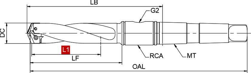 Helical Flute Holder With Taper Shank