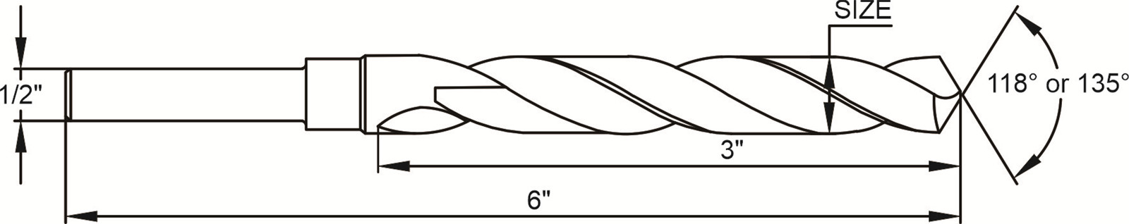 Broca de vástago reducido HSS 12 de polgadas para corte de metal de alta precisión